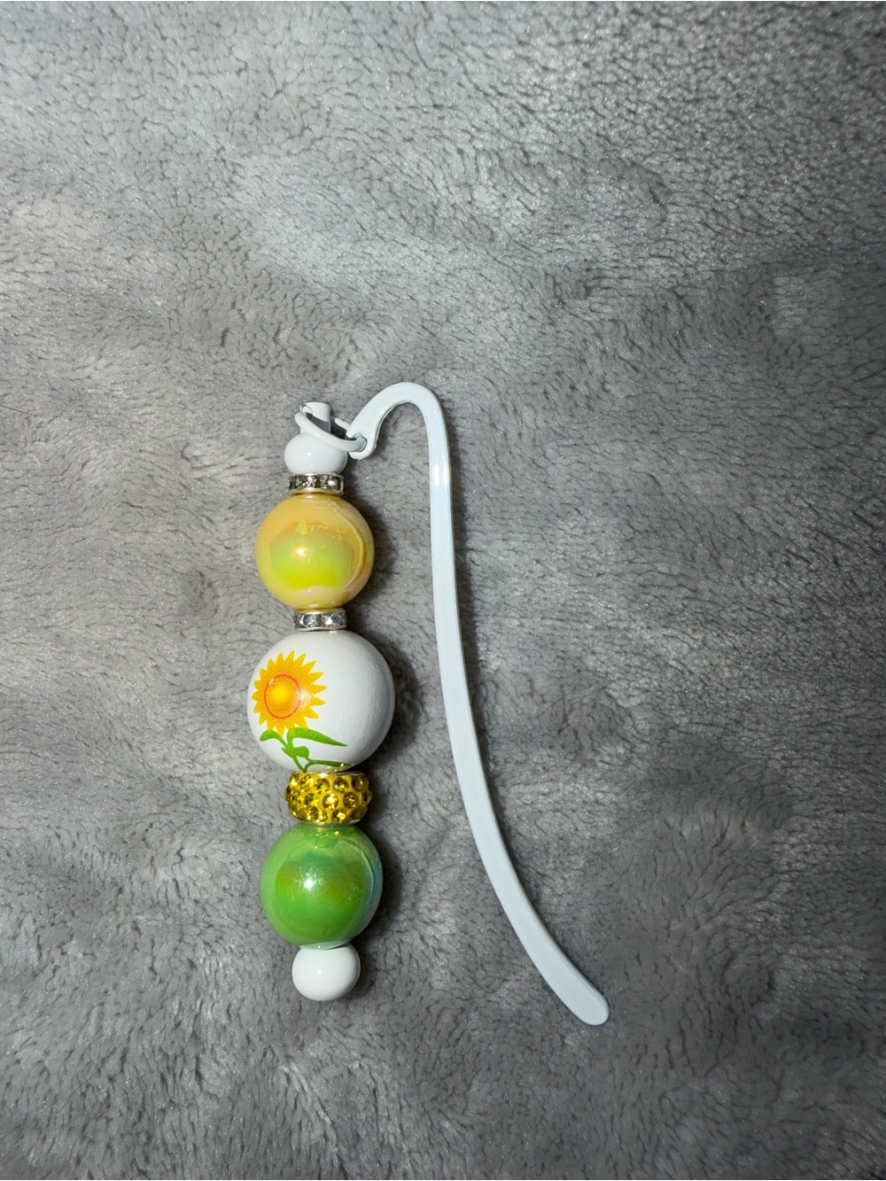 Sunflower Bead Bookmark - White and Yellow
